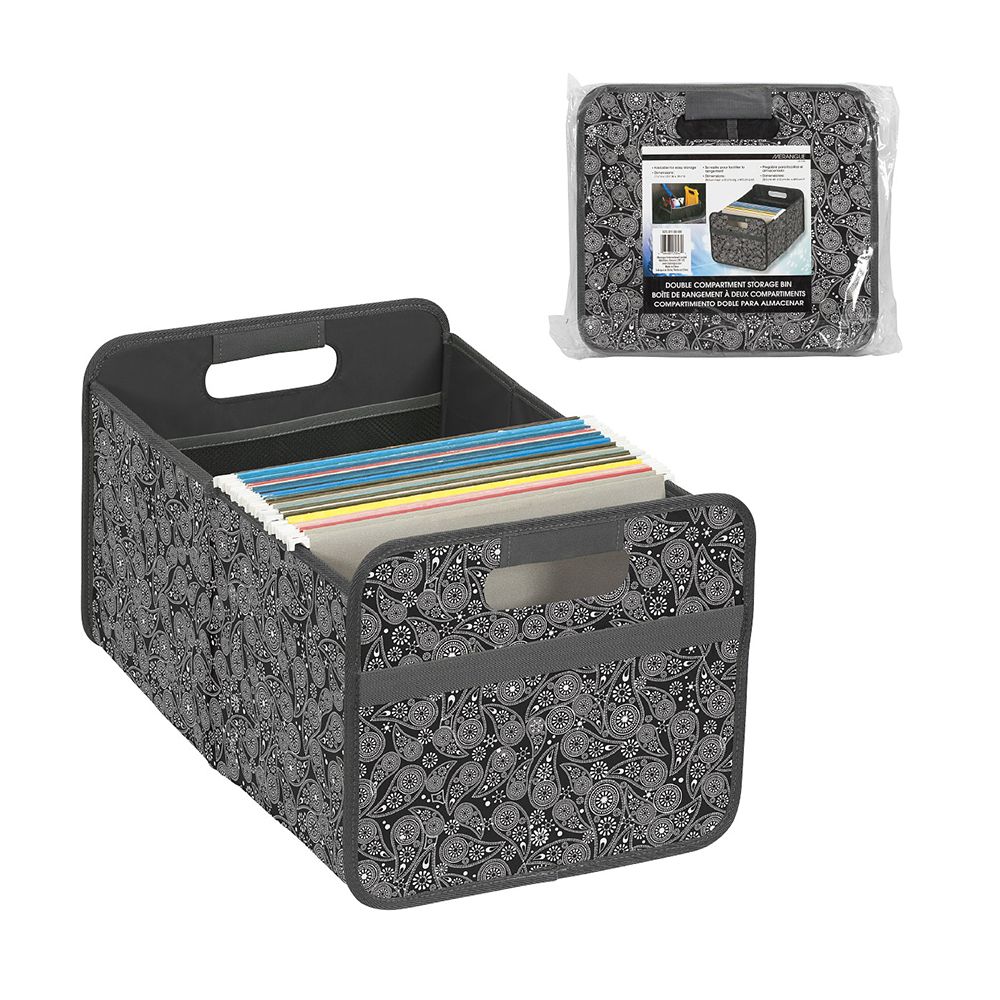 Merangue Dual Compartment Foldable Bin Black and White 1025-3191-00