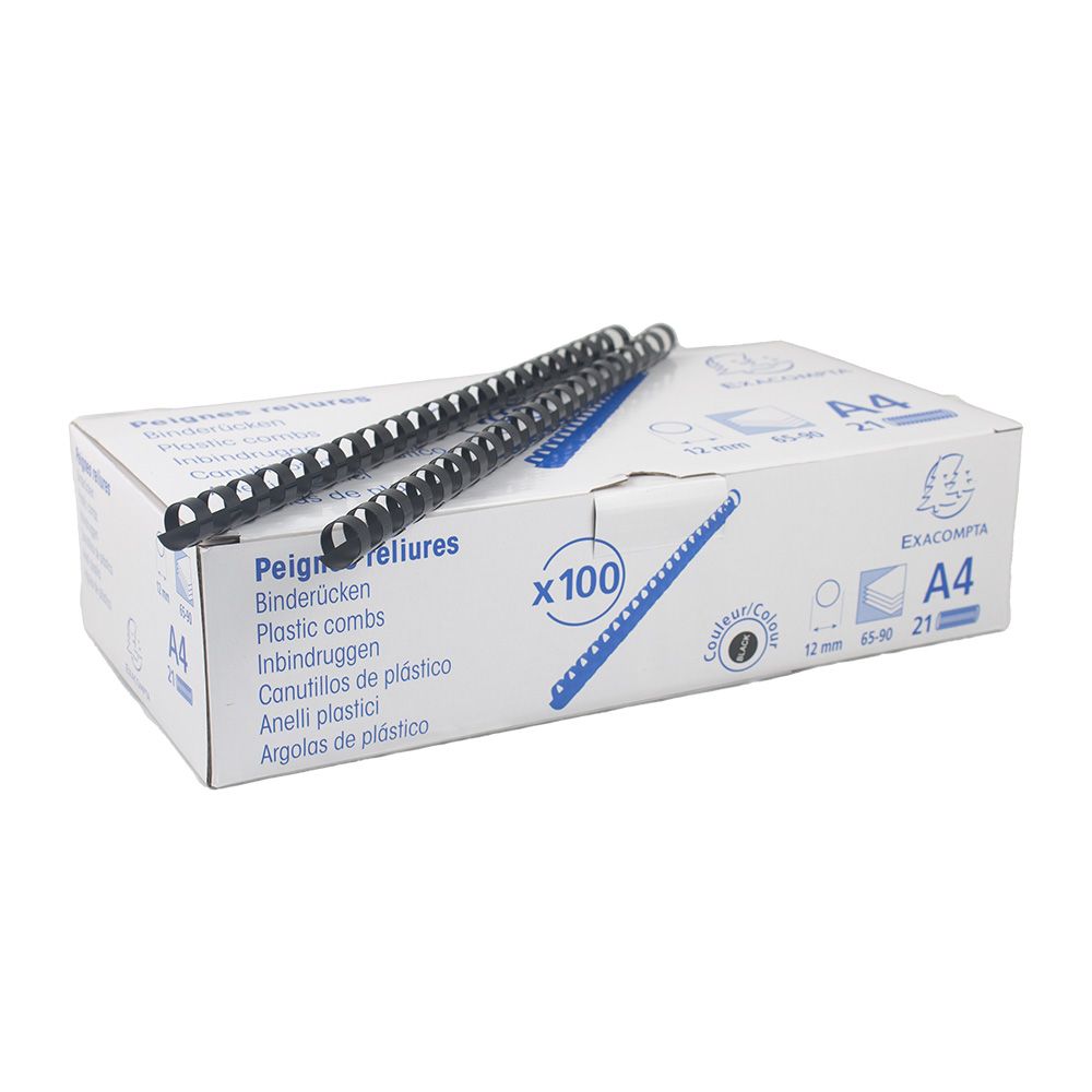 Exacompta Binding Comb Black 12mm(1/2 in) A4  75401E per comb
