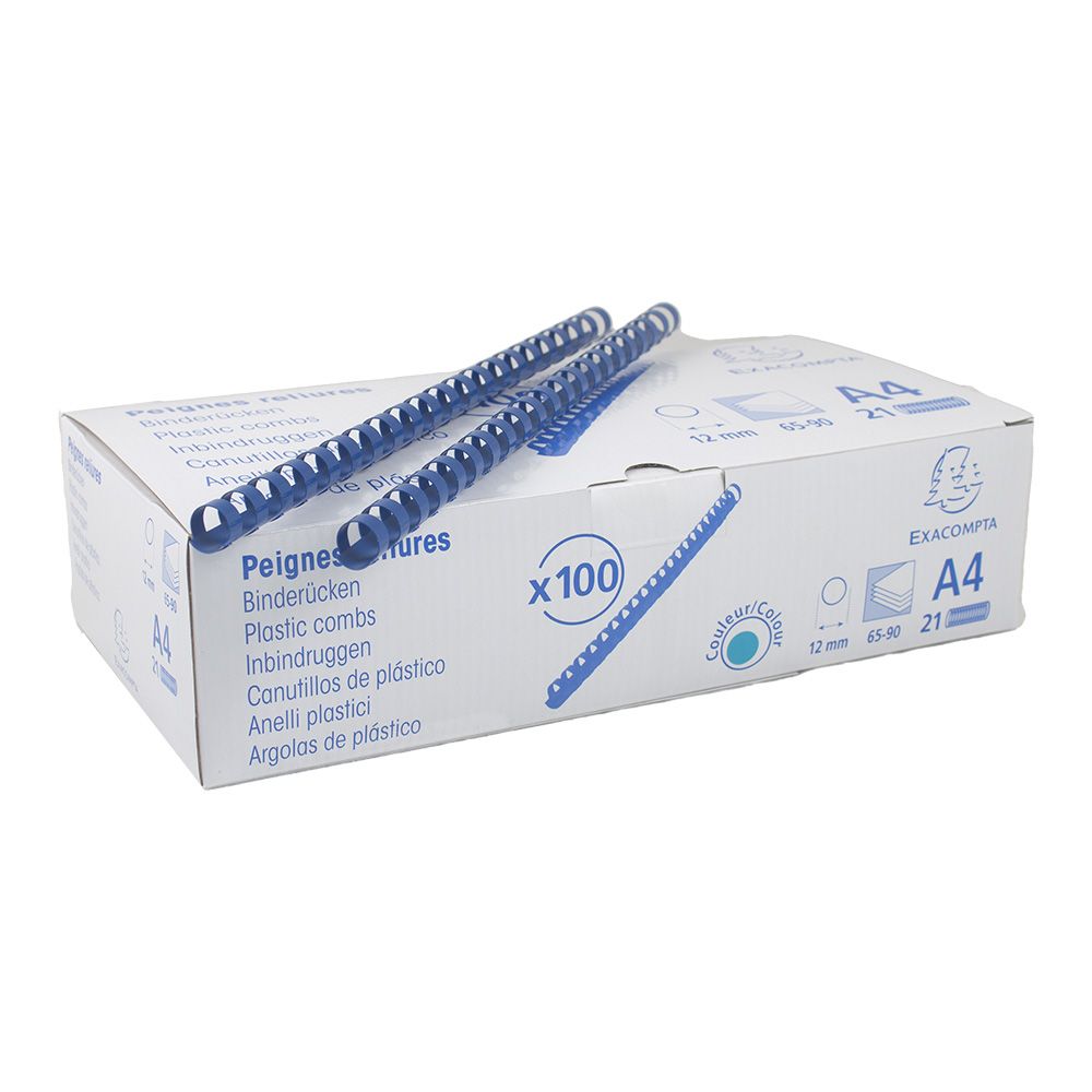 Exacompta Binding Comb Bue 12mm(1/2 in) A4  75400E per comb