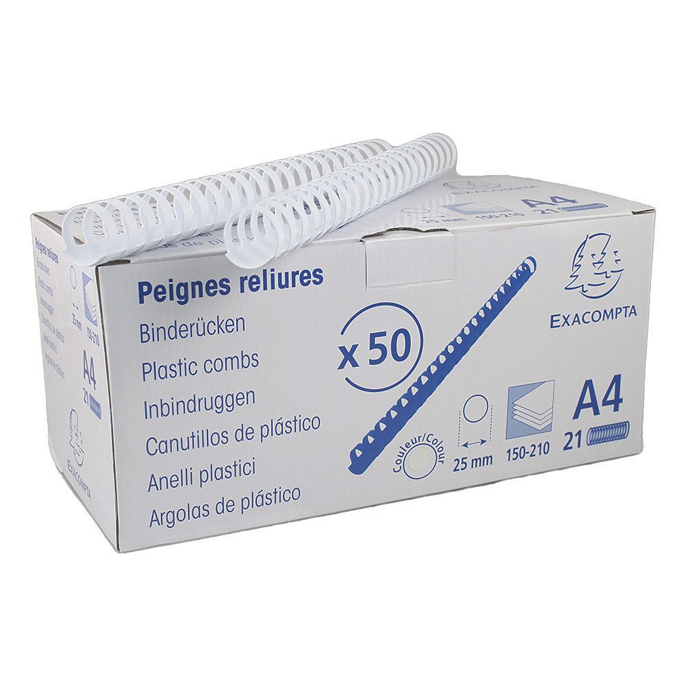 Exacompta Binding Comb White 25mm (1in)  A4  75700E per comb
