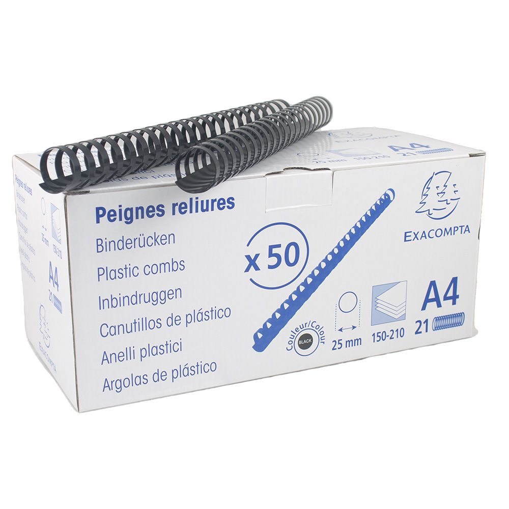 Exacompta Binding Comb Black 25mm (1in) A4  75701E per comb