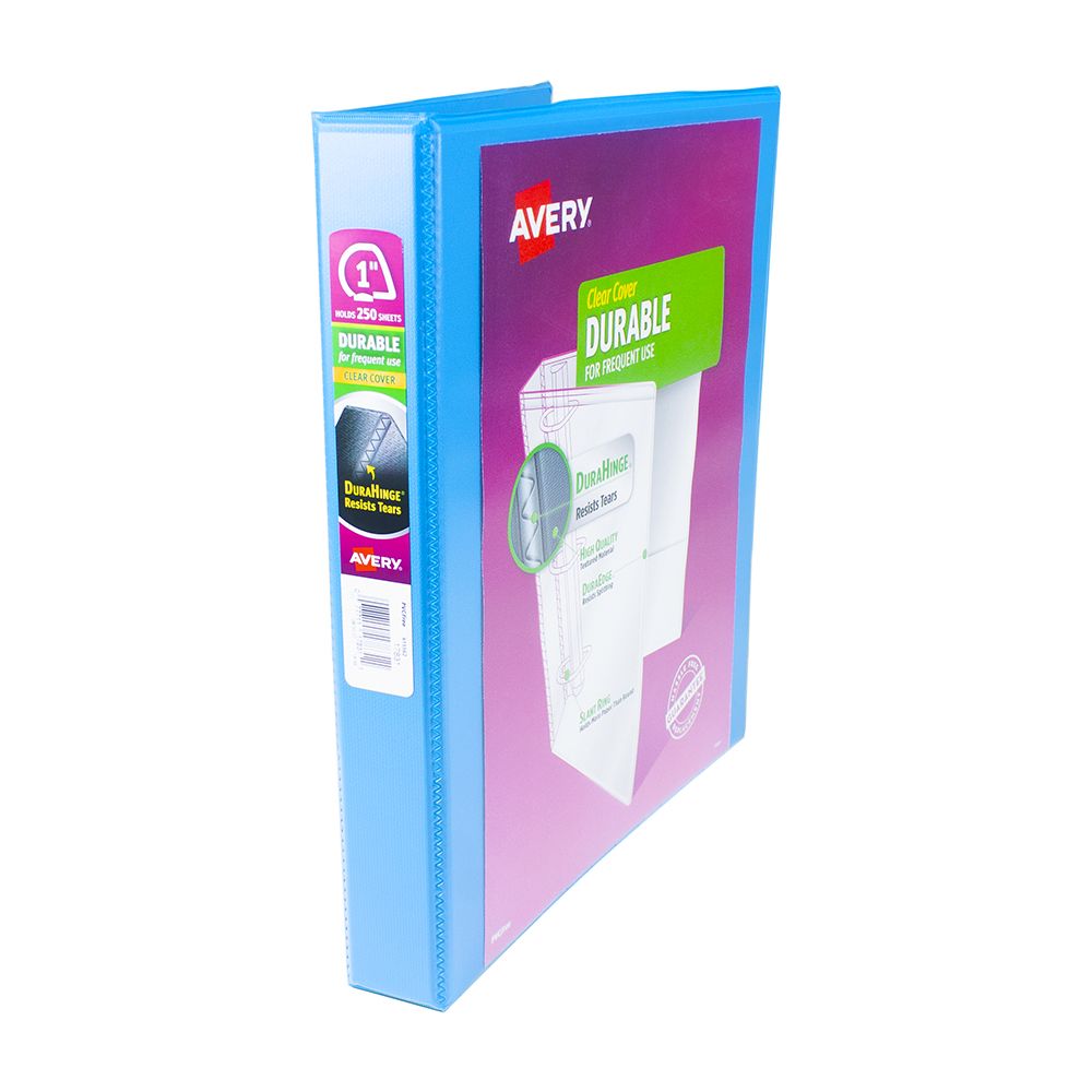 Avery Durable 3Ring Binder 1in View with Slant Ring  Blue  17831