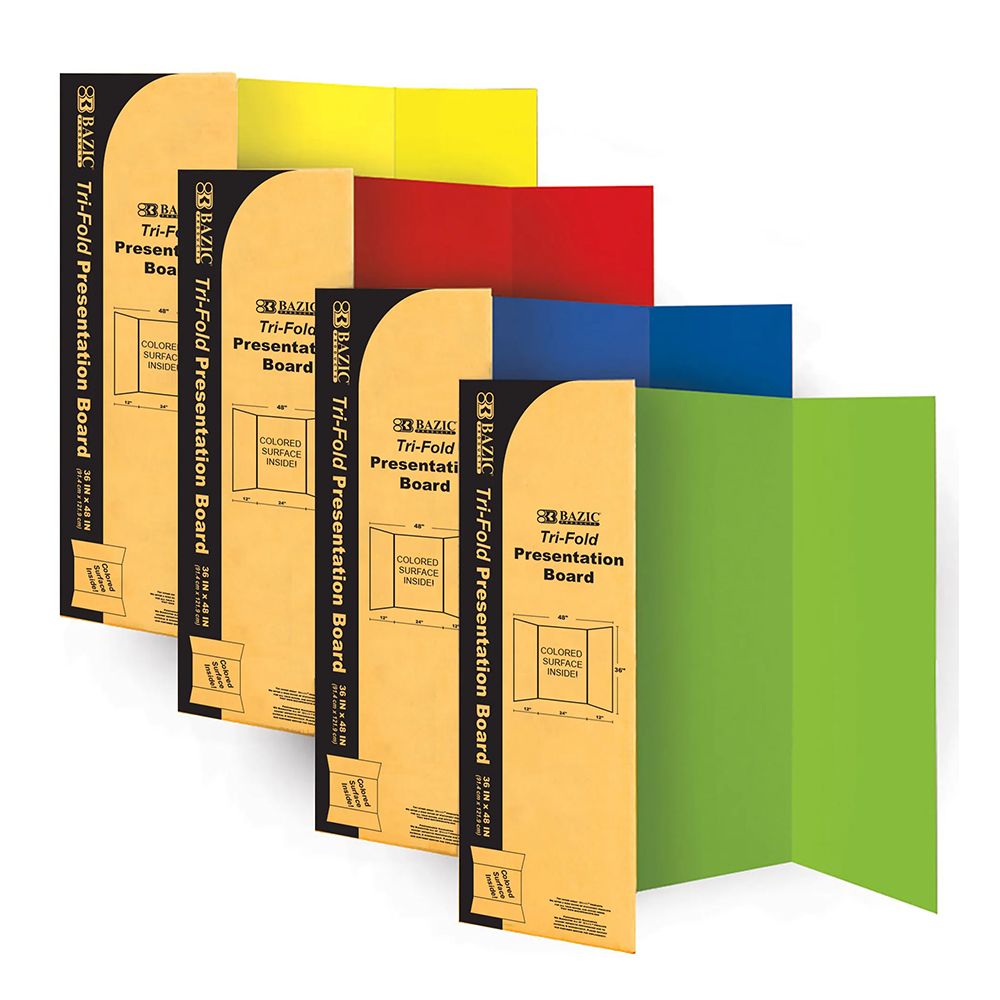 Bazic Trifold Assorted Colours Display Board  36 x 48  BZ5035