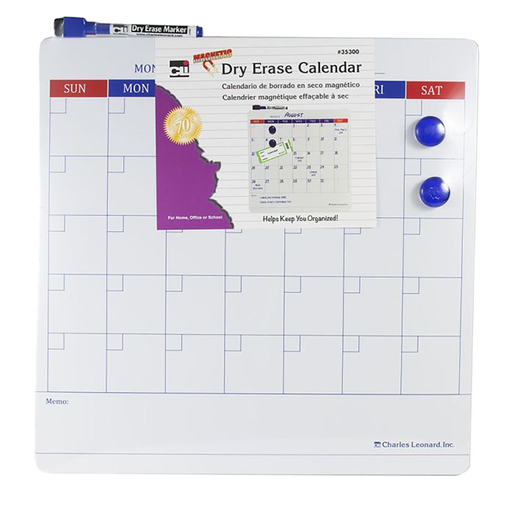 CLi Dry Erase Magnetic Calendar Board Set  Marker w/Eraser & Magnets   35300-ST