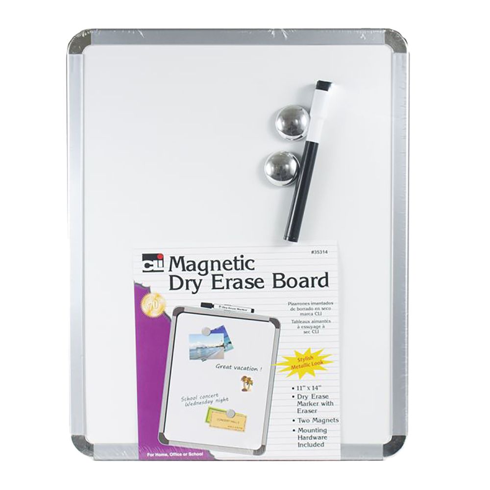 CLi Magnetic Dry Erase Board Set 11 x 14 in  Marker w/Eraser & Magnets 35314