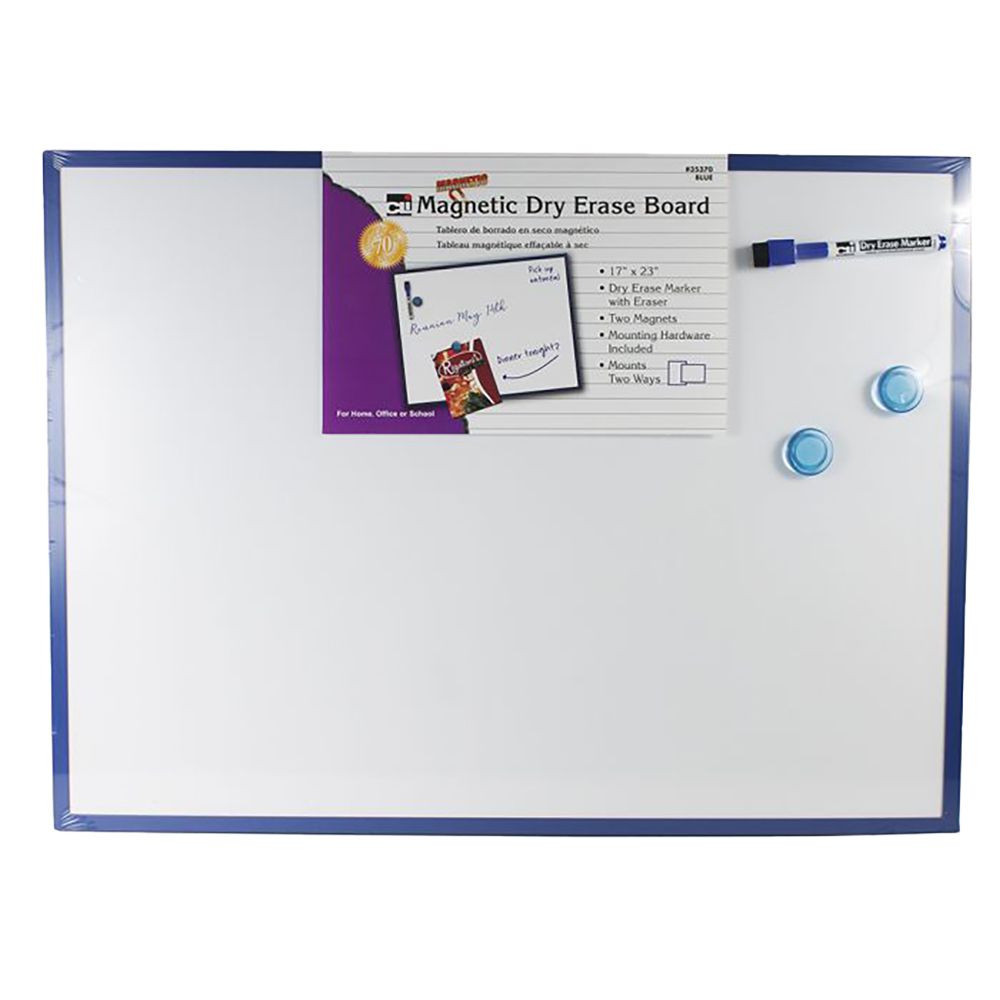 CLi Magnetic Dry Erase Board Set 17 x 23 in  Marker w/Eraser & Magnets 35370
