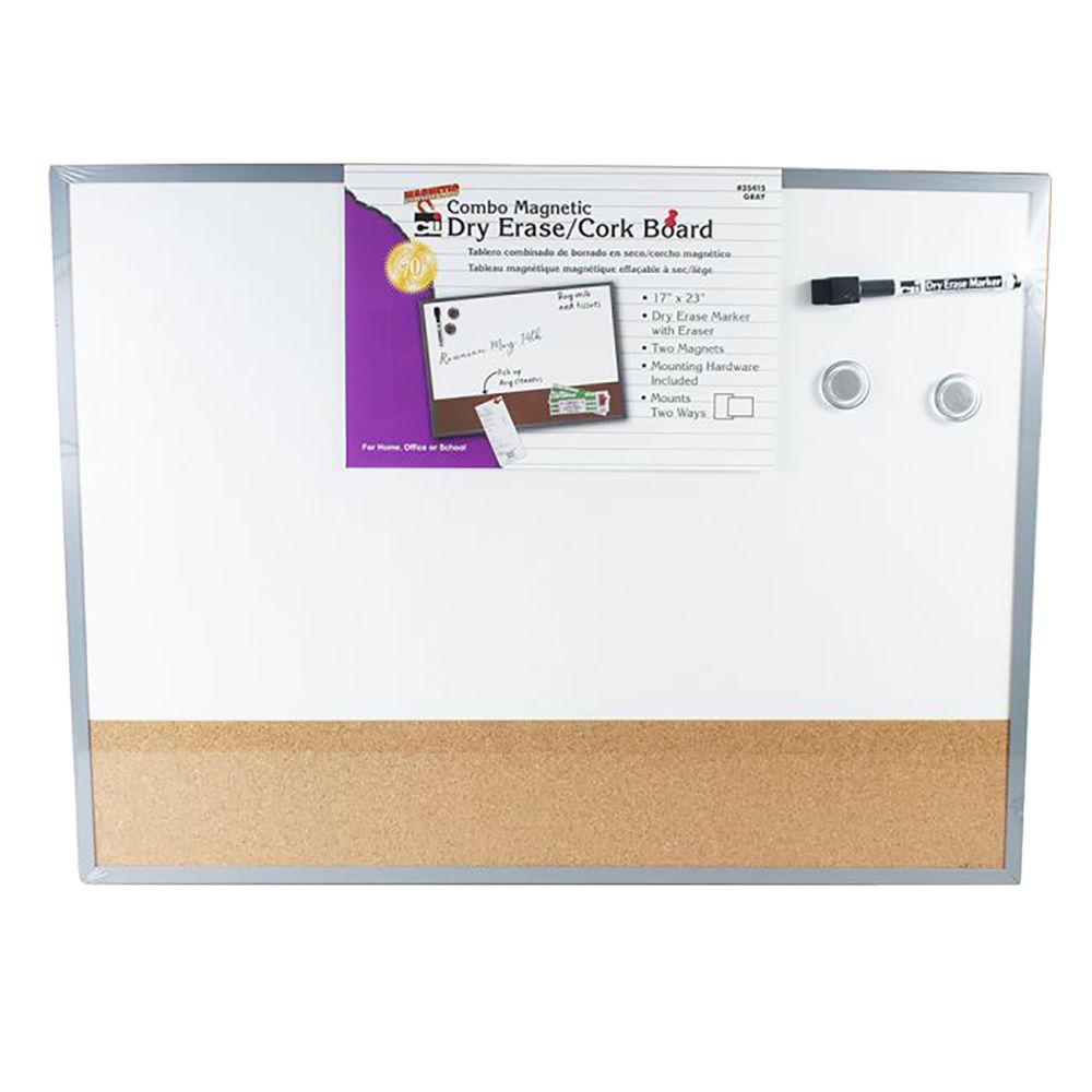 CLi Magn Wht Bd with/Cork Set 17 x 23 in  Marker/Eraser/Magnets 35415