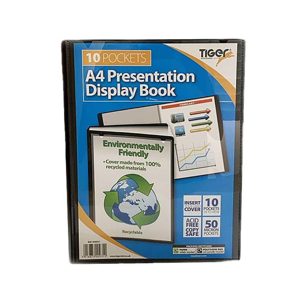 Tiger Presentation Display Book 10-Pocket  A4  Black          300931