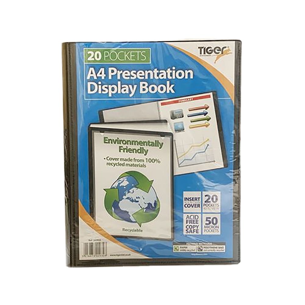 Tiger Presentation Display Book 20-Pocket  A4  Black          300932