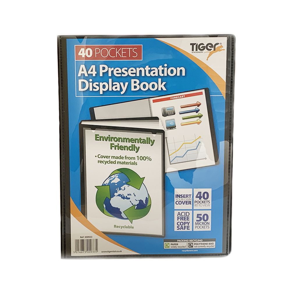 Tiger Presentation Display Book  40-Pocket A4  Black          300933