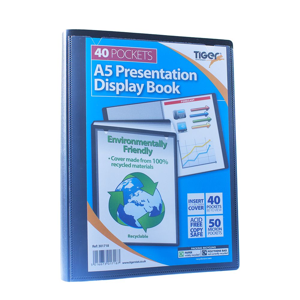Tiger Presentation Display Book  40-Pocket A5 Black          301718