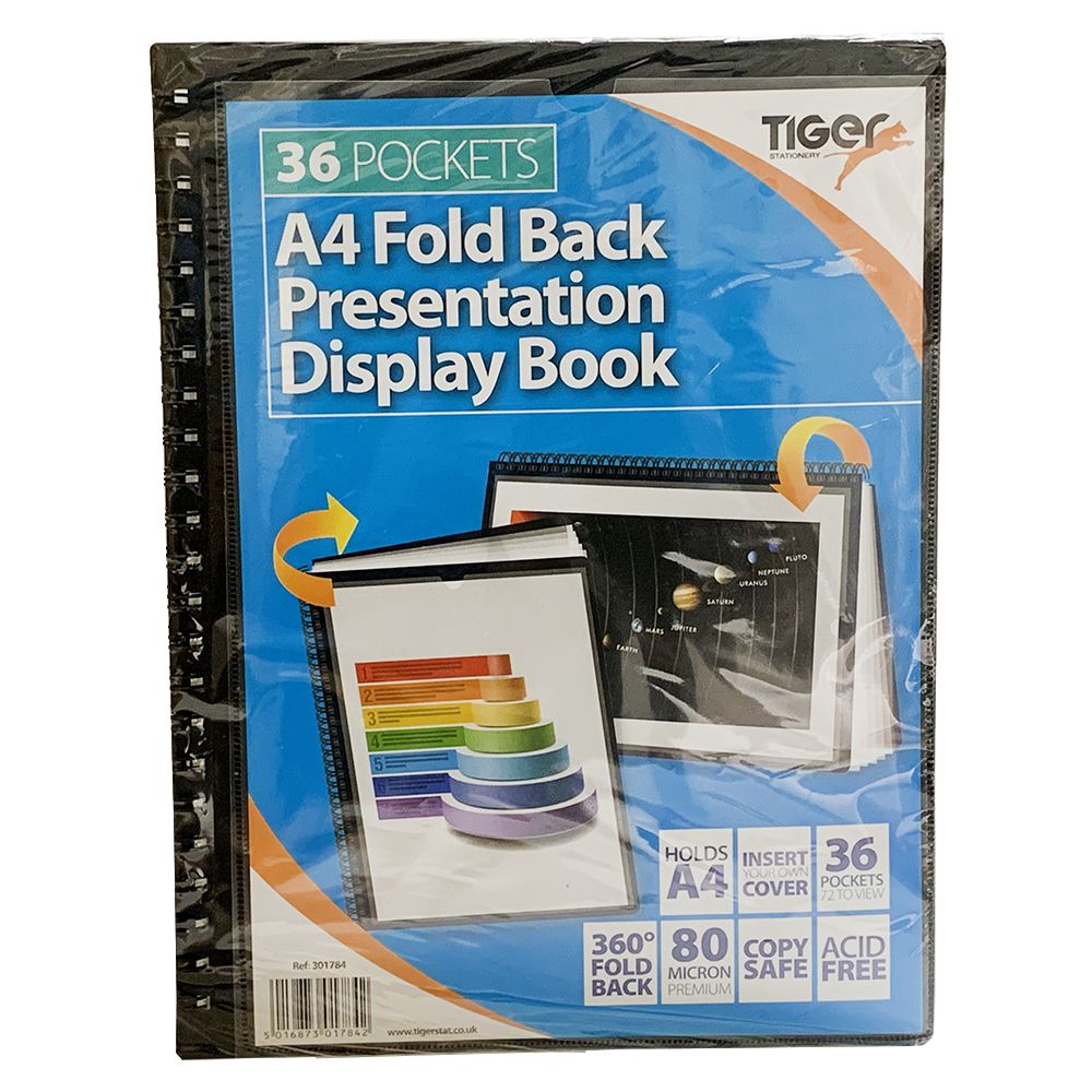 Tiger Display Book 36-Pocket  A4 Fold Back Black          301784