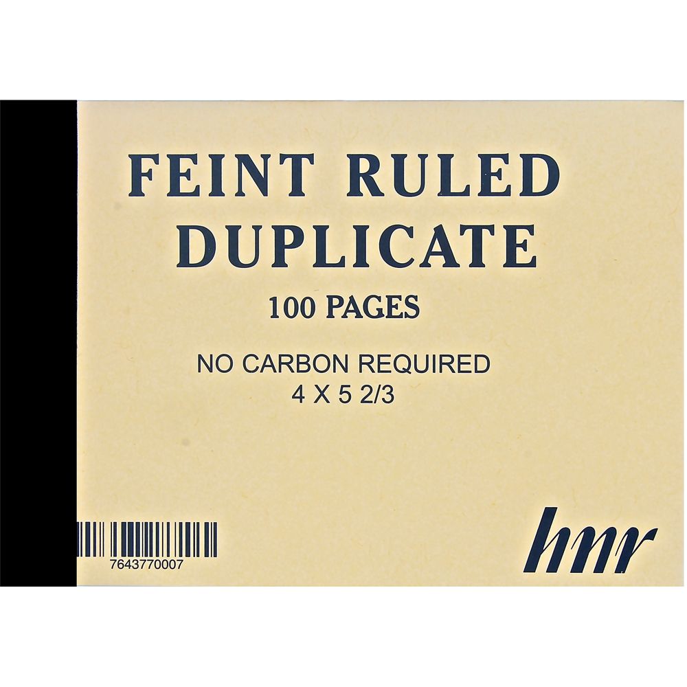 HNR Book Feint Ruled Duplicate 4 x 5 2/3