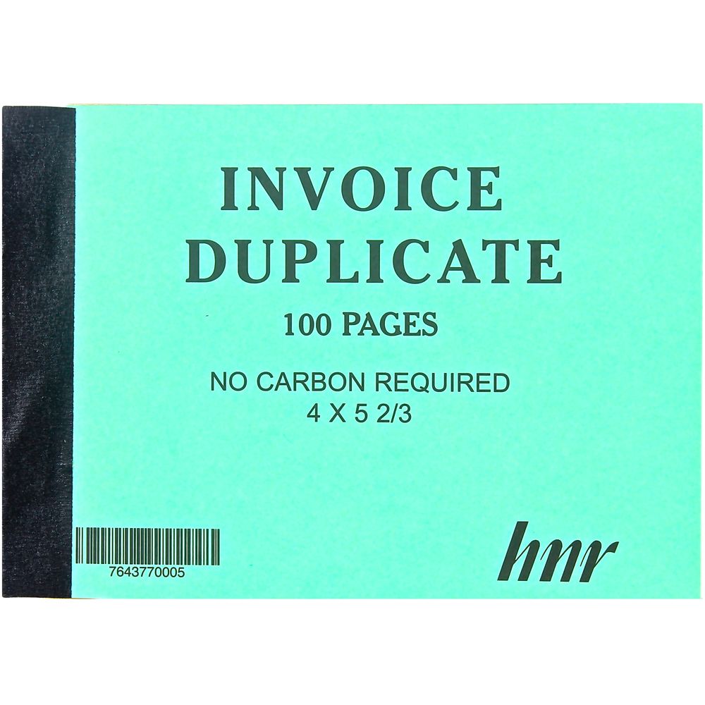 HNR Duplicate Invoice Book 4 X 5 2/3  No Carbon Required NCR