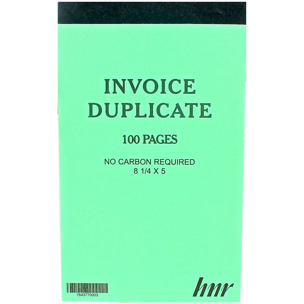 HNR Duplicate Invoice Book  8 1/4 x 5  No Carbon Required NCR