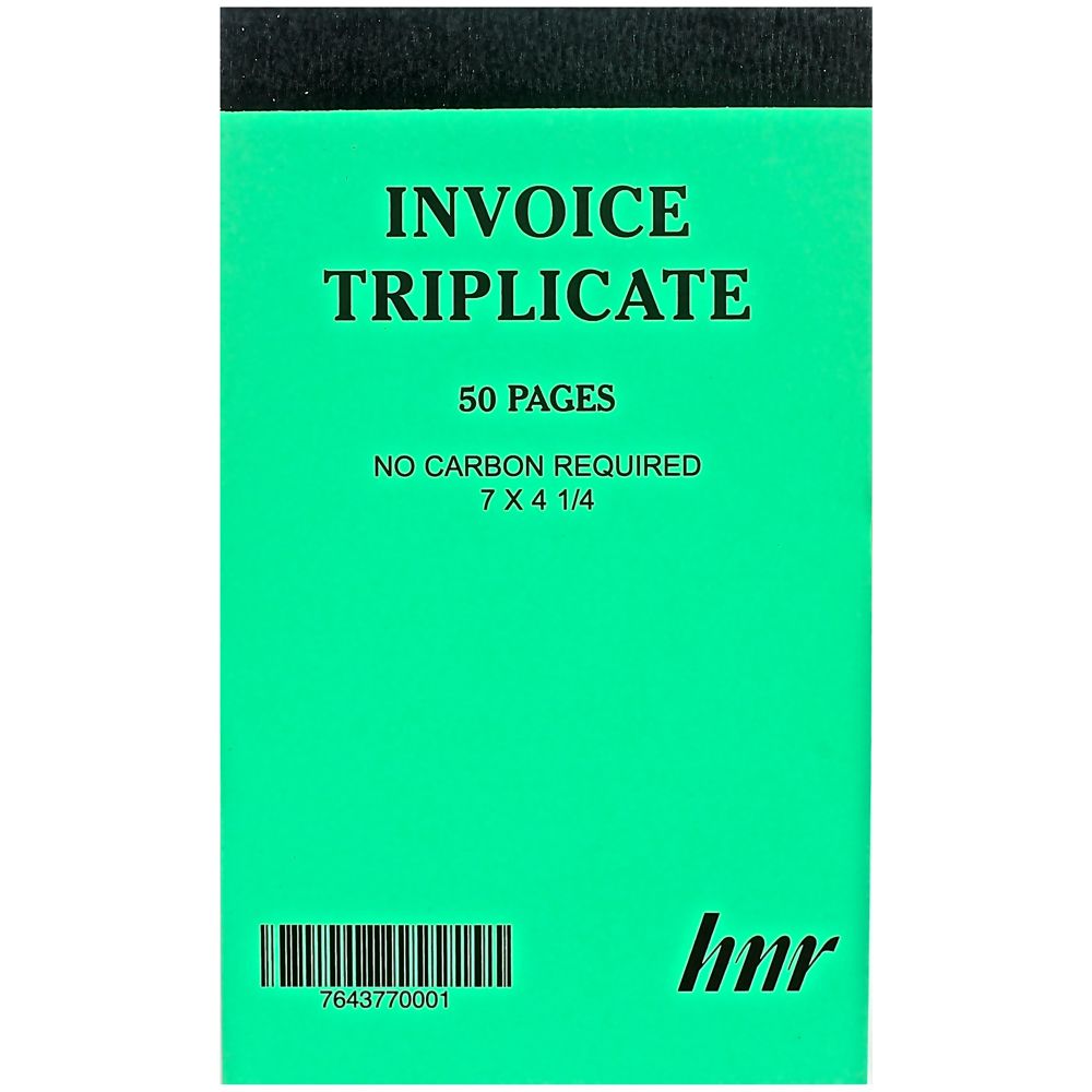 HNR Triplicate Invoice Book  7 x 4 1/4  No Carbon Required NCR