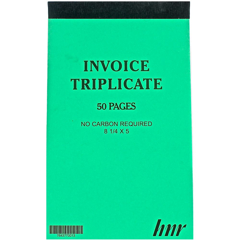 HNR Triplicate Invoice Book  5 x 8 1/4  No Carbon Required NCR