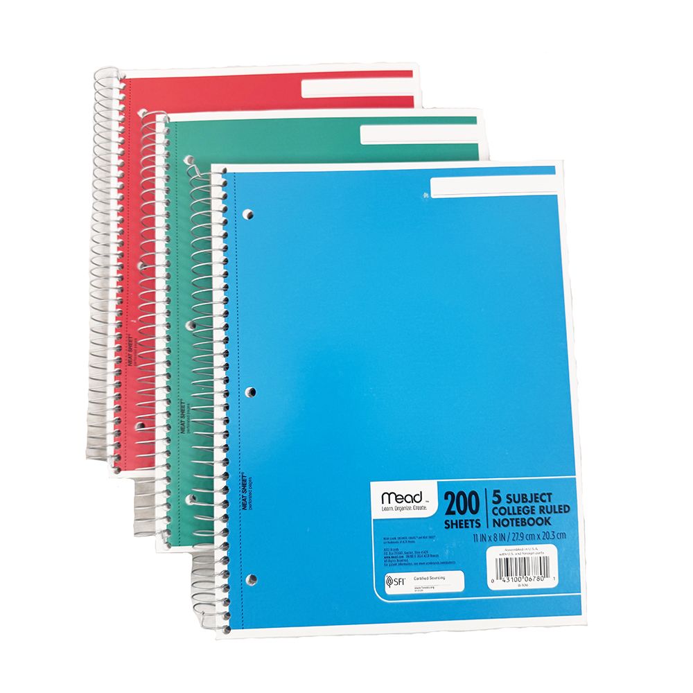 Mead Notebook    5-Subject College Ruled  200CT     06780
