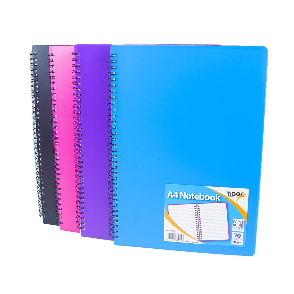 Tiger Notebook A4 Ruled TwinWire Spiral PPCover 301471 ea