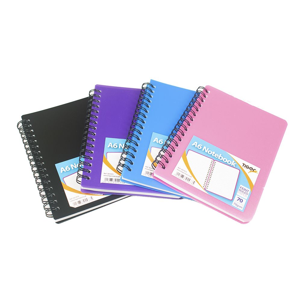 Tiger Notebook A6 Ruled TwinWire Spiral PPCover 301473 ea