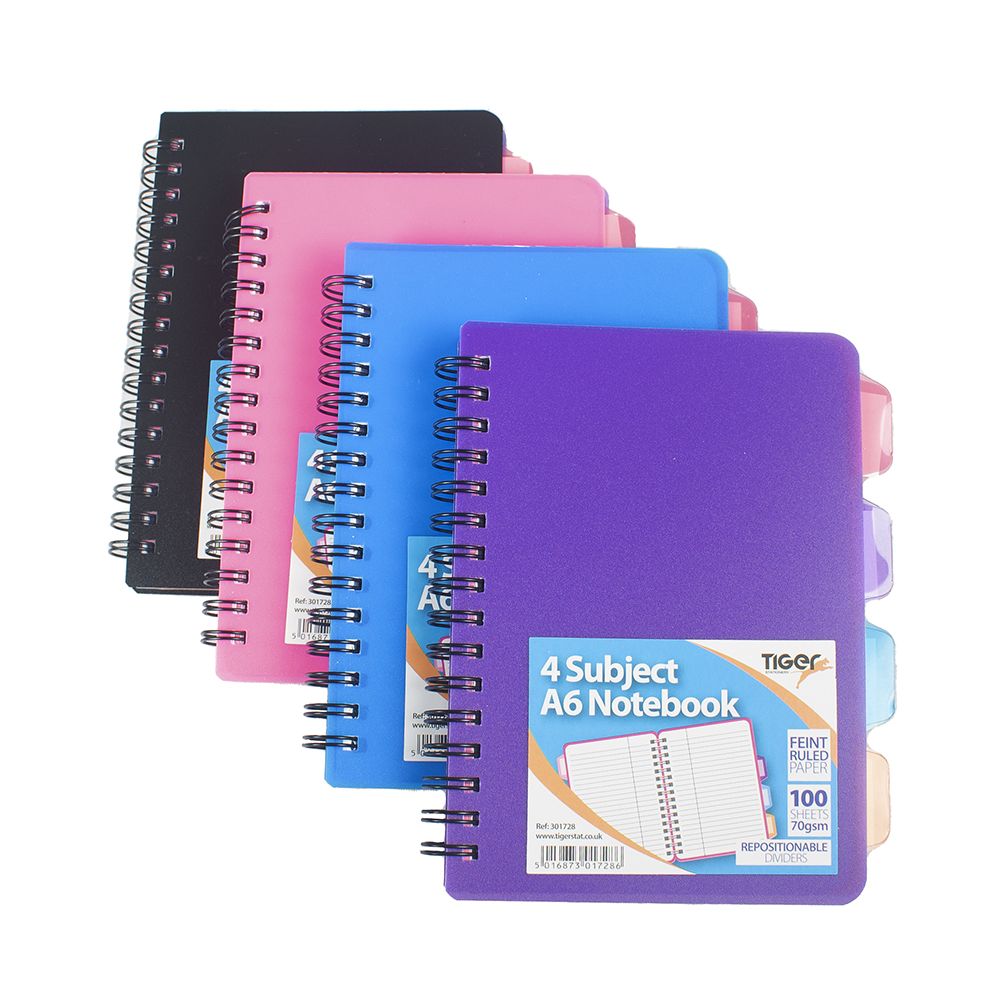 Tiger Notebook 4-Subject A6 W/Tabs  301728 ea