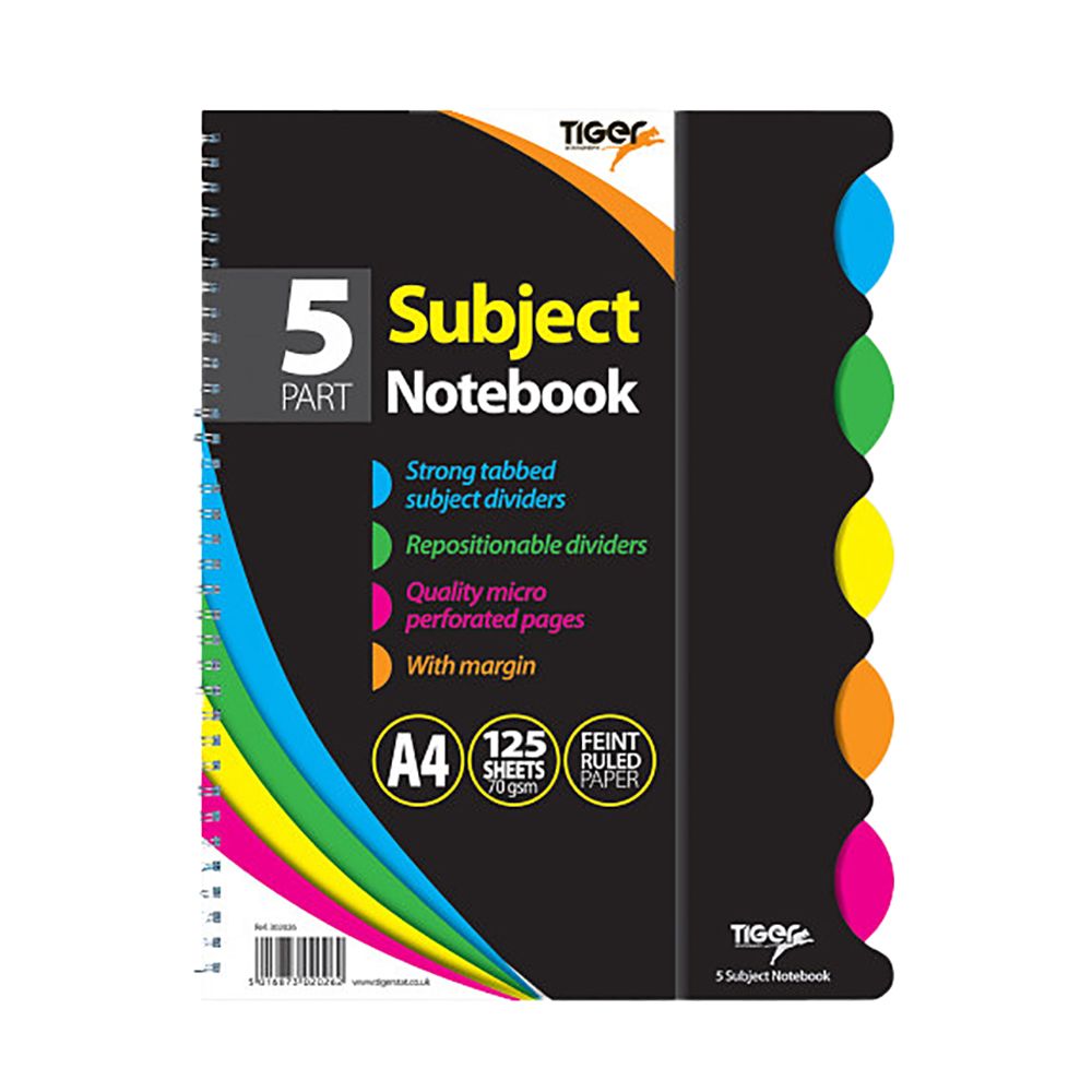 Tiger Notebook 5-Subject A4 W/Tabs   302026