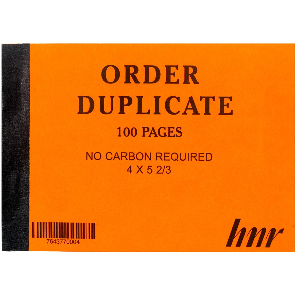 HNR Duplicate Order Book  4 x 5 2/3  No Carbon Required NCR