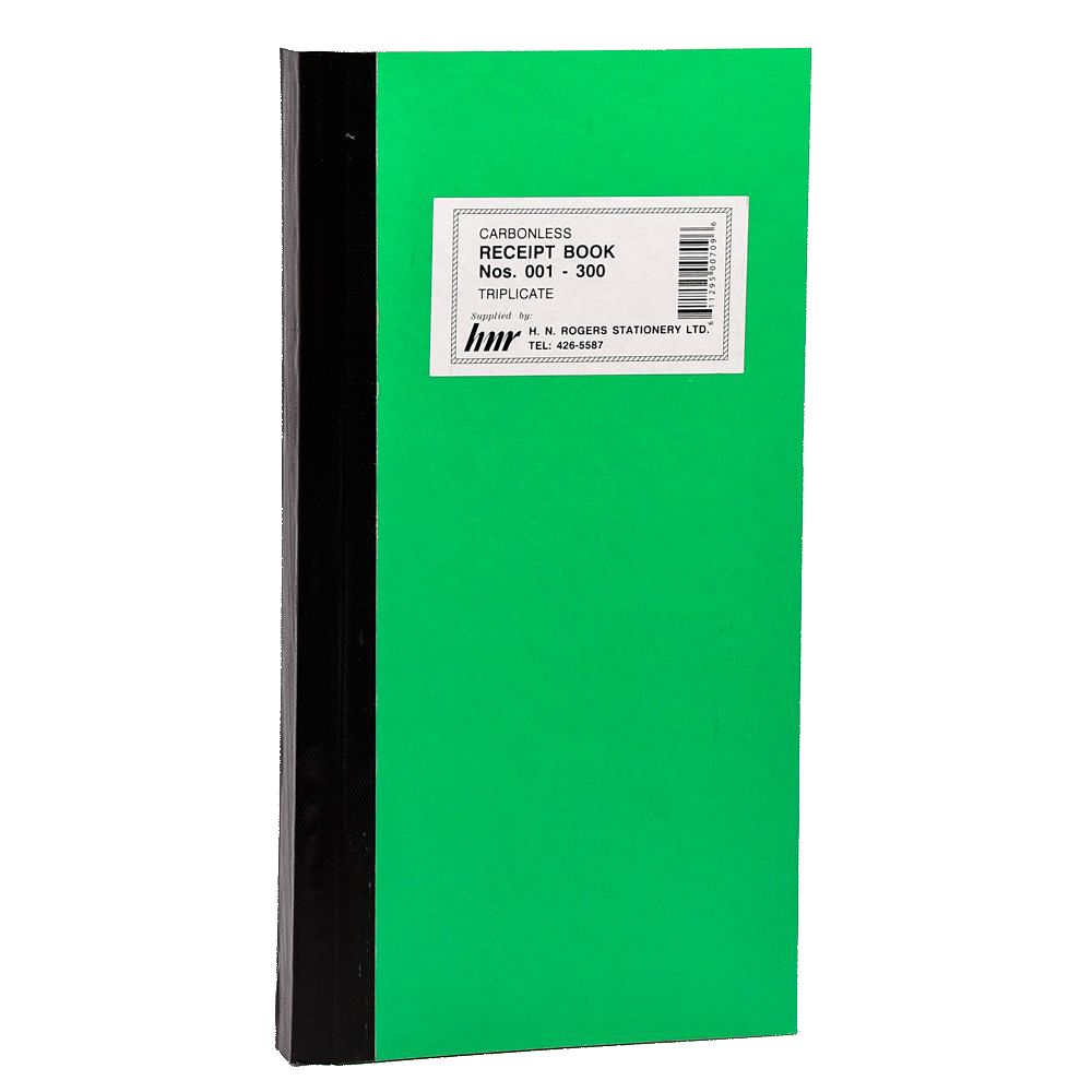HNR Receipt Book Triplicate 1-300 No Carbon Required NCR