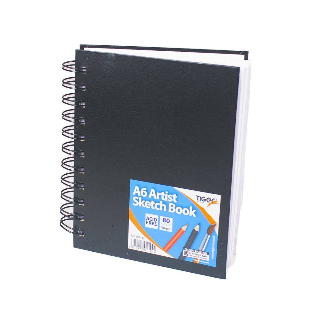 Tiger Hard Cover Sketch Book  110gsm acid free paper  A6  301144
