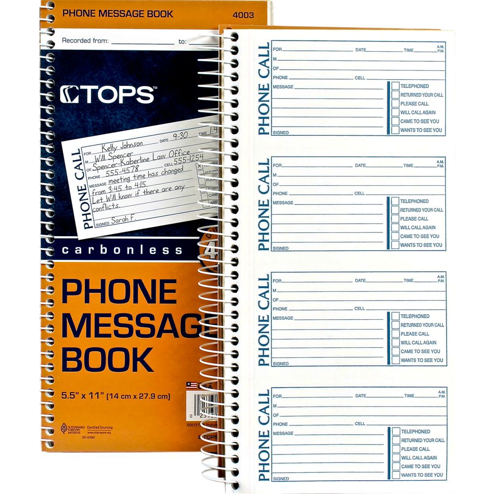 TopsTelephone Message Book  Duplicate  (400) 4003 ea