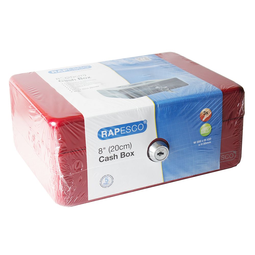 Rapesco Cash Box  8 inch (20cm)  Red    SB0008R1