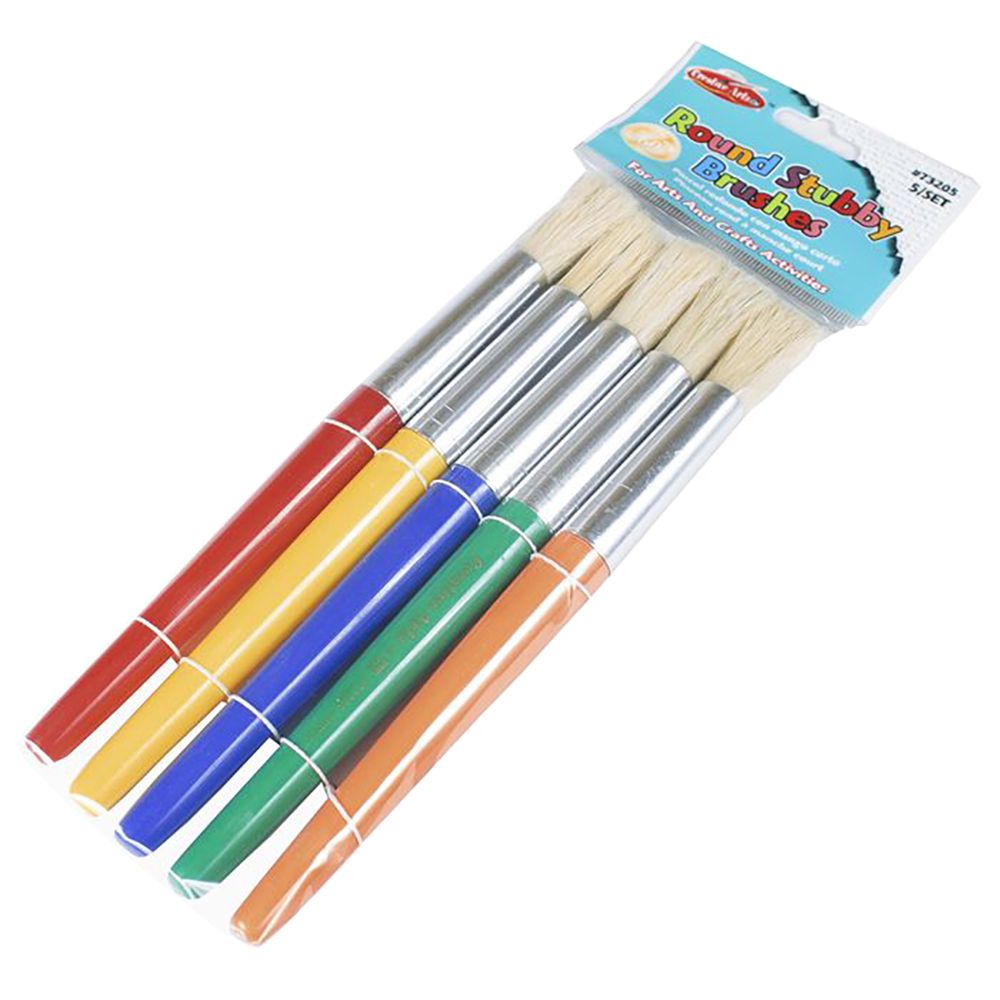 CLi Stubby Paint Brush Round handle 7.5 inches Set/5 Asst Colours   73205