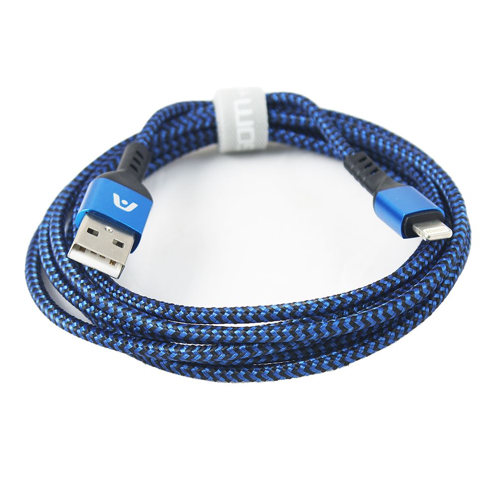 Argom Charge and Sync Lightning Cable 2.4A 2.0 USB 6ft Blue Nylon A00512