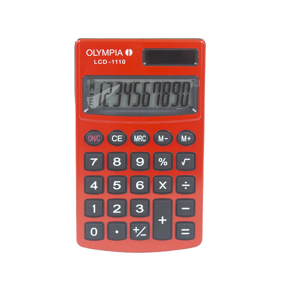 Olympia pocket calculator w/case LCD1110 Red 941901002