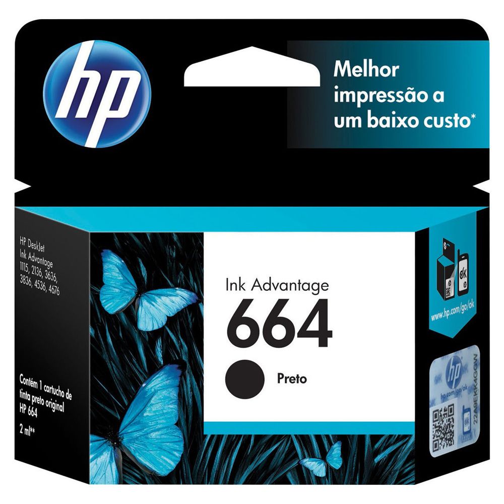 HP Inkjet Cartridge  #664     Black            F6V29AL