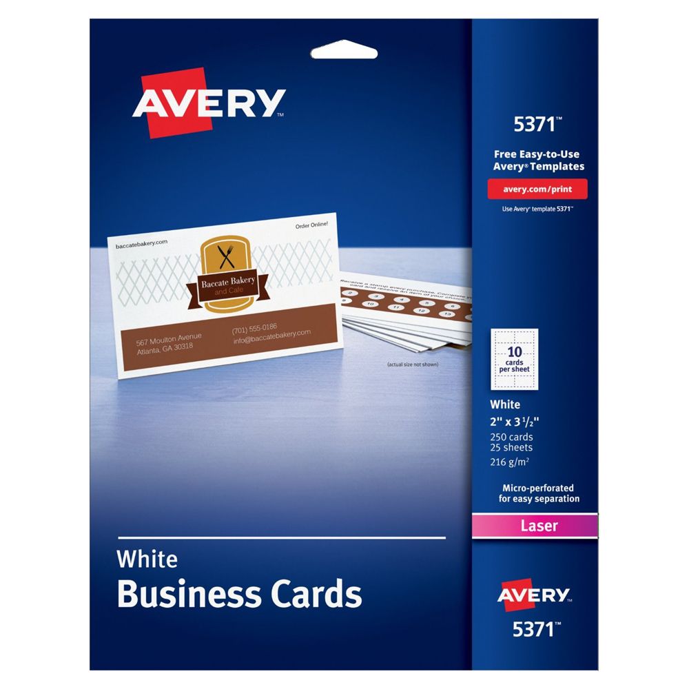 Avery Business Card for Laser Printers White   2 in x 3 1/2 in    5371