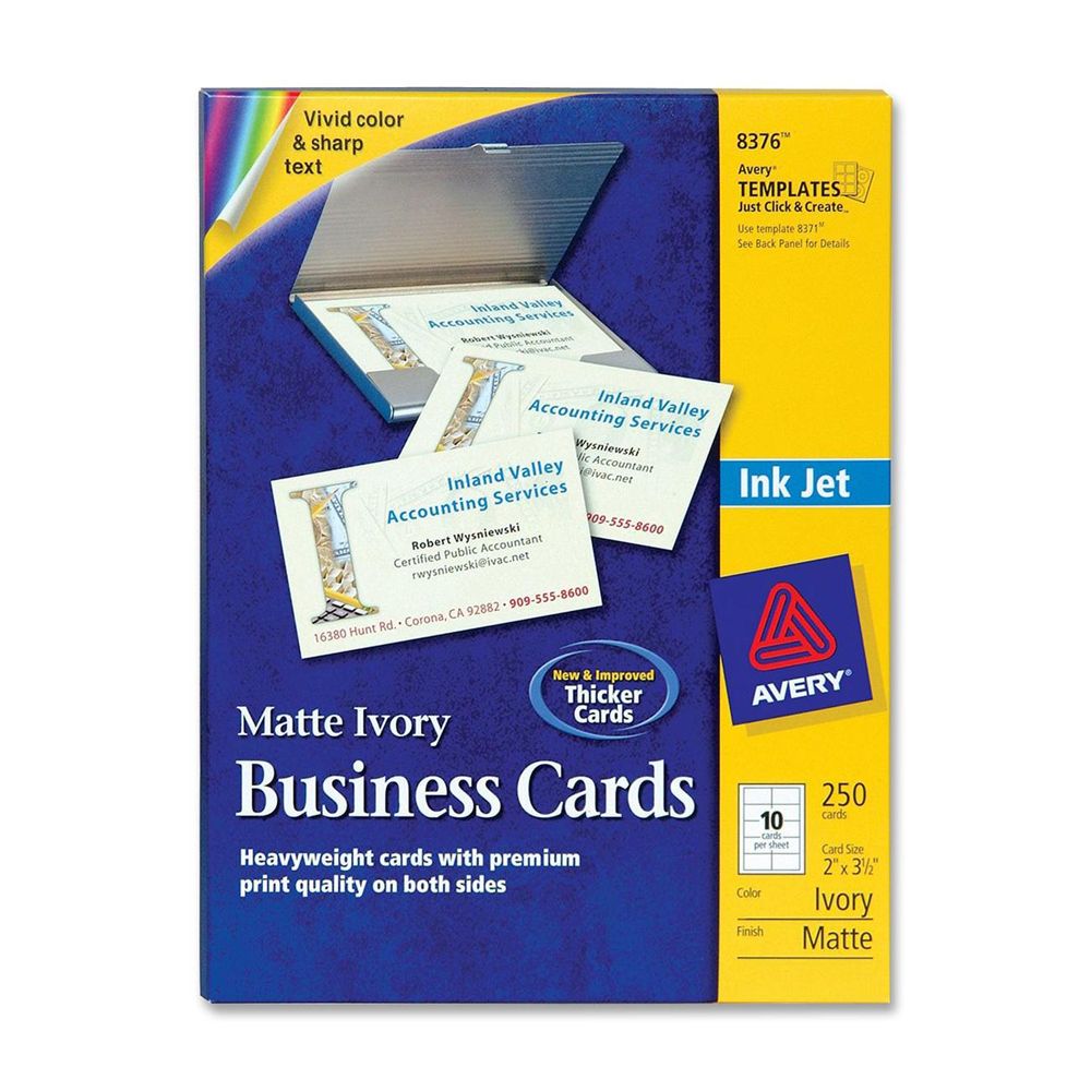 Avery Business Card for Inkjet Printers Ivory   2 in x 3 1/2 in    8376