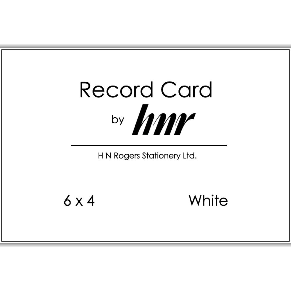 HNR Record Card (Not Ruled)  6 in x 4 in  White