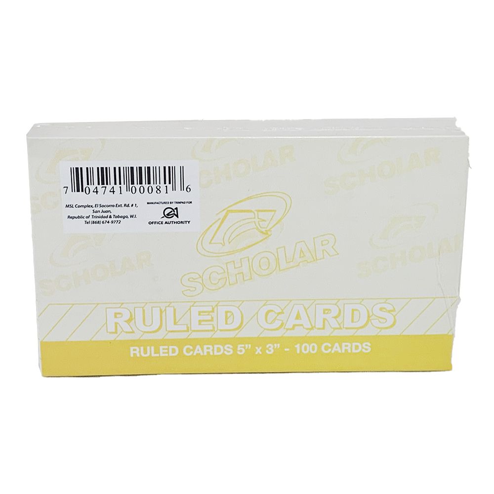 Scholar Ruled Index Card 5 x 3 (2-Sided Ruled) ea-pk/100