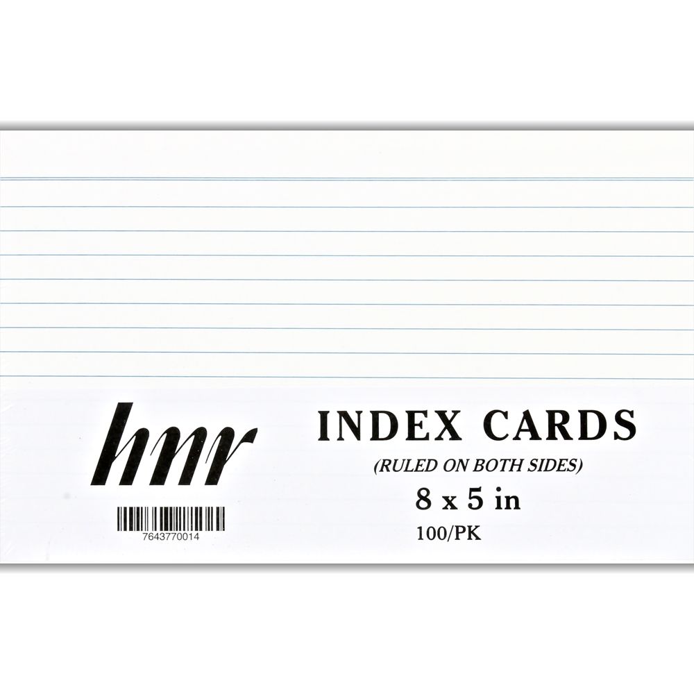 HNR Index Card    8 x 5 (2 Sided Ruled) ea-pk/100