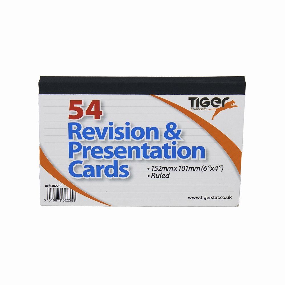 Tiger Revision Cards 6 x 4 inches White Top Bound 302235
