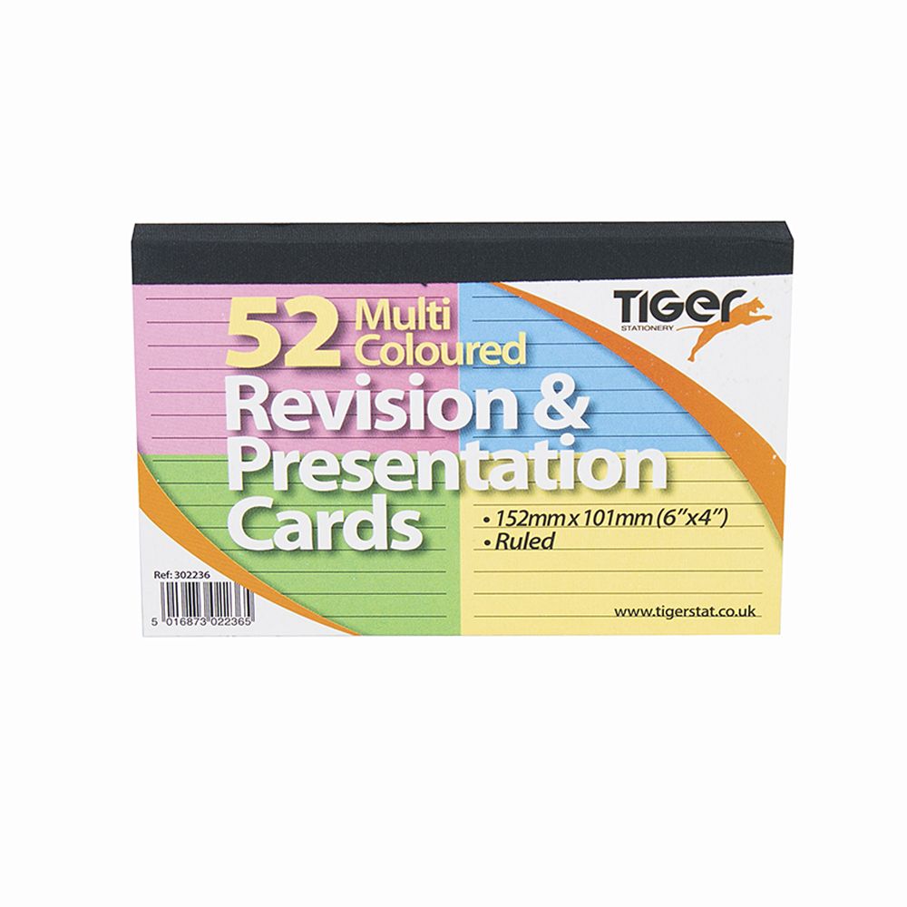 Tiger Revision Cards 6 x 4 inches Colored Top Bound 302236