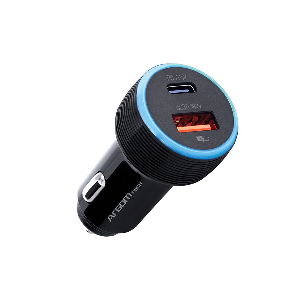 Argom Car Charger Dual Port 38W L.E.D  A00576