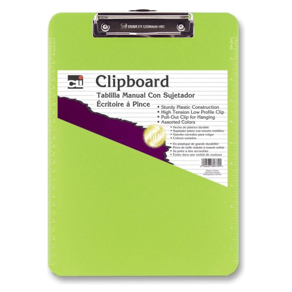 CLi Clipboard  Plastic Letter Size Neon Green          89725