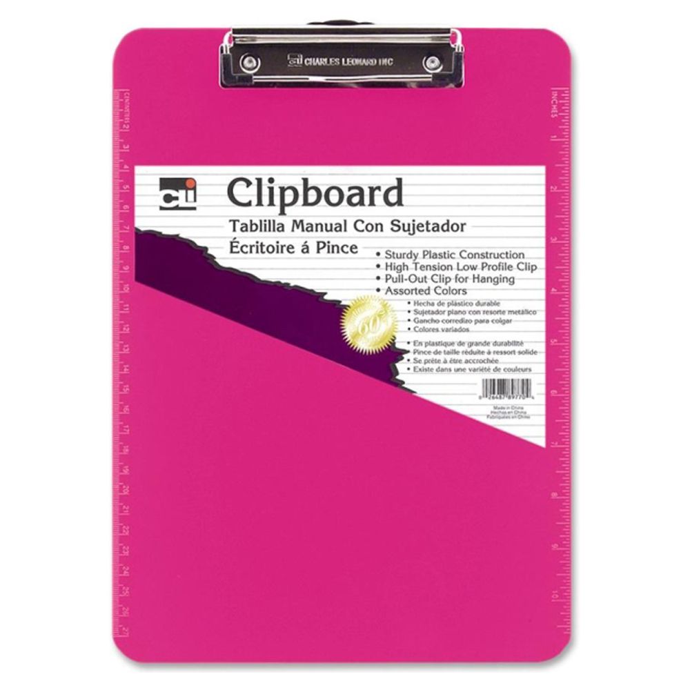 CLi Clipboard  Plastic Letter Size Neon Pink          89755