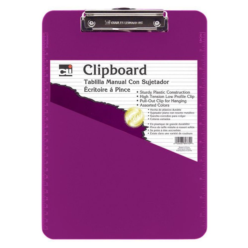 CLi Clipboard Plastic Letter Size Neon Purple          89760