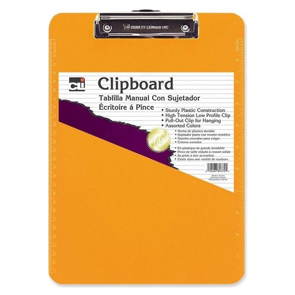 CLi Clipboard  Plastic Letter Size Neon Orange         89765