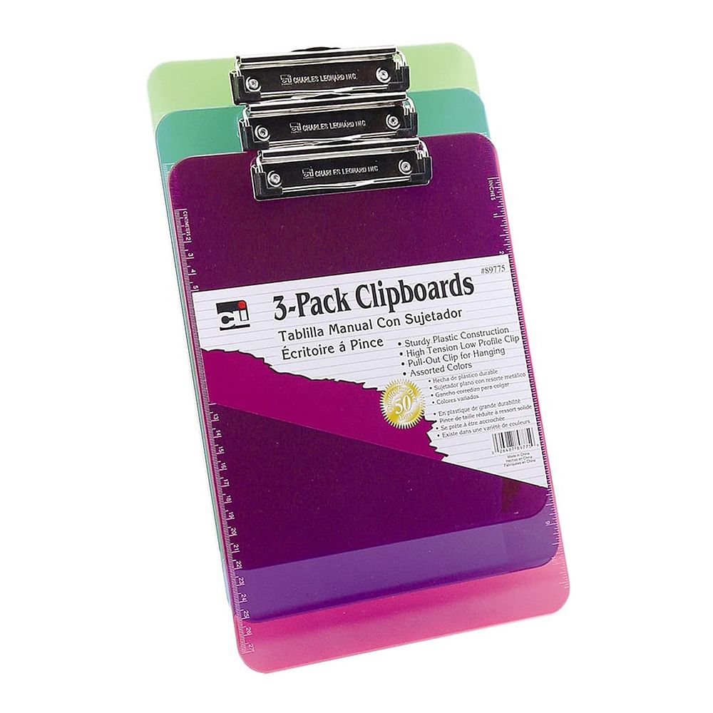 CLi Clipboard Plastic Letter Size Neon Assorted Colours      89775