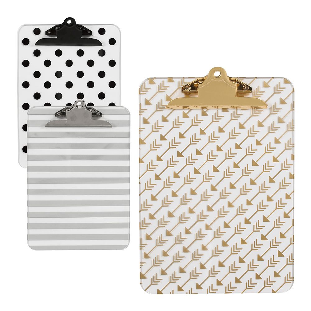 Merangue Plastic Clipboard Gold,Silver,Black 1020-7110 ea