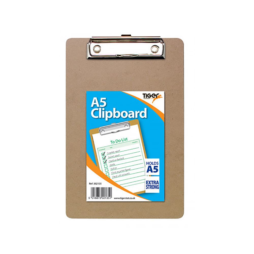 Tiger A5 Masonite Clip Board 8 x 5 Inches 302135